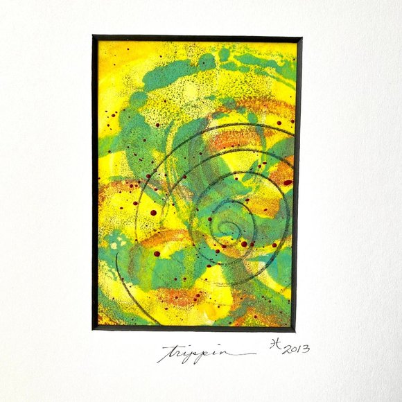 Original Art ‘Trippin’ Encaustic Wax Painting Matted 11"x14" Frame Ready - Picture 2 of 6